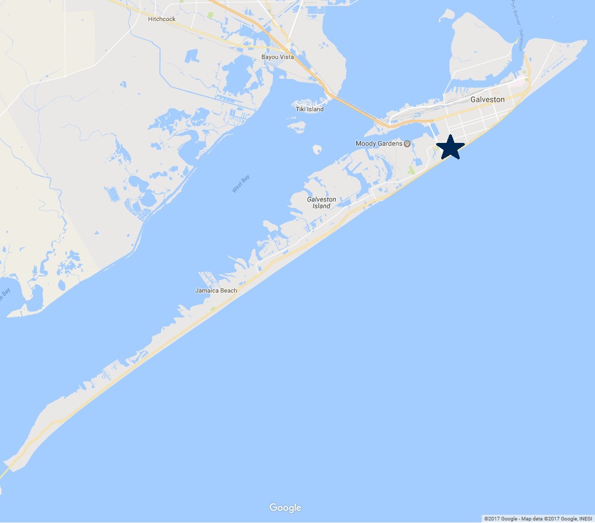 Map of Galveston Island Neighborhoods -Palm Gardens Palm Circle Surfside and Adler Circle